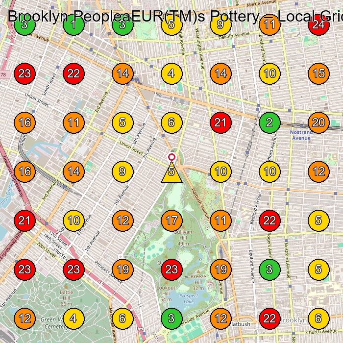 Brooklyn PeopleaEUR(TM)s Pottery Pottery Classes GeoGrid ranking map for Brooklyn NY